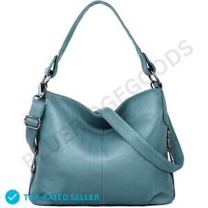 Brand New YALUXE Hobo Bag Blue Genuine Leather